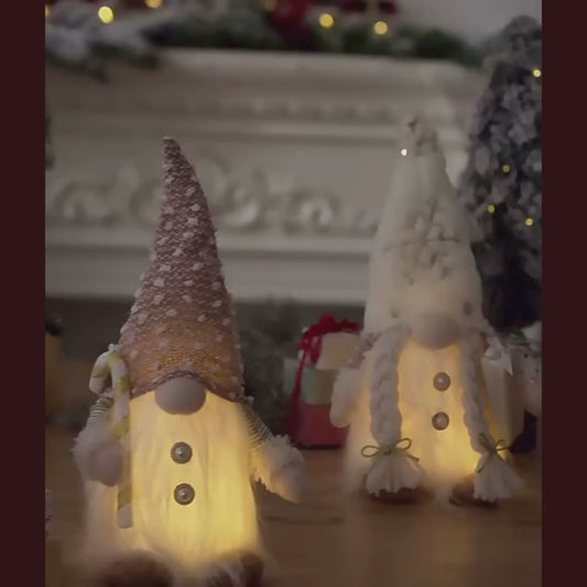 Muñeco de gnomo navideño con luz LED